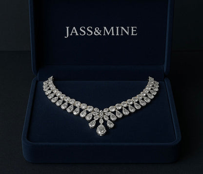 Diamond Drop Mixed Shape Couture Statement Necklace